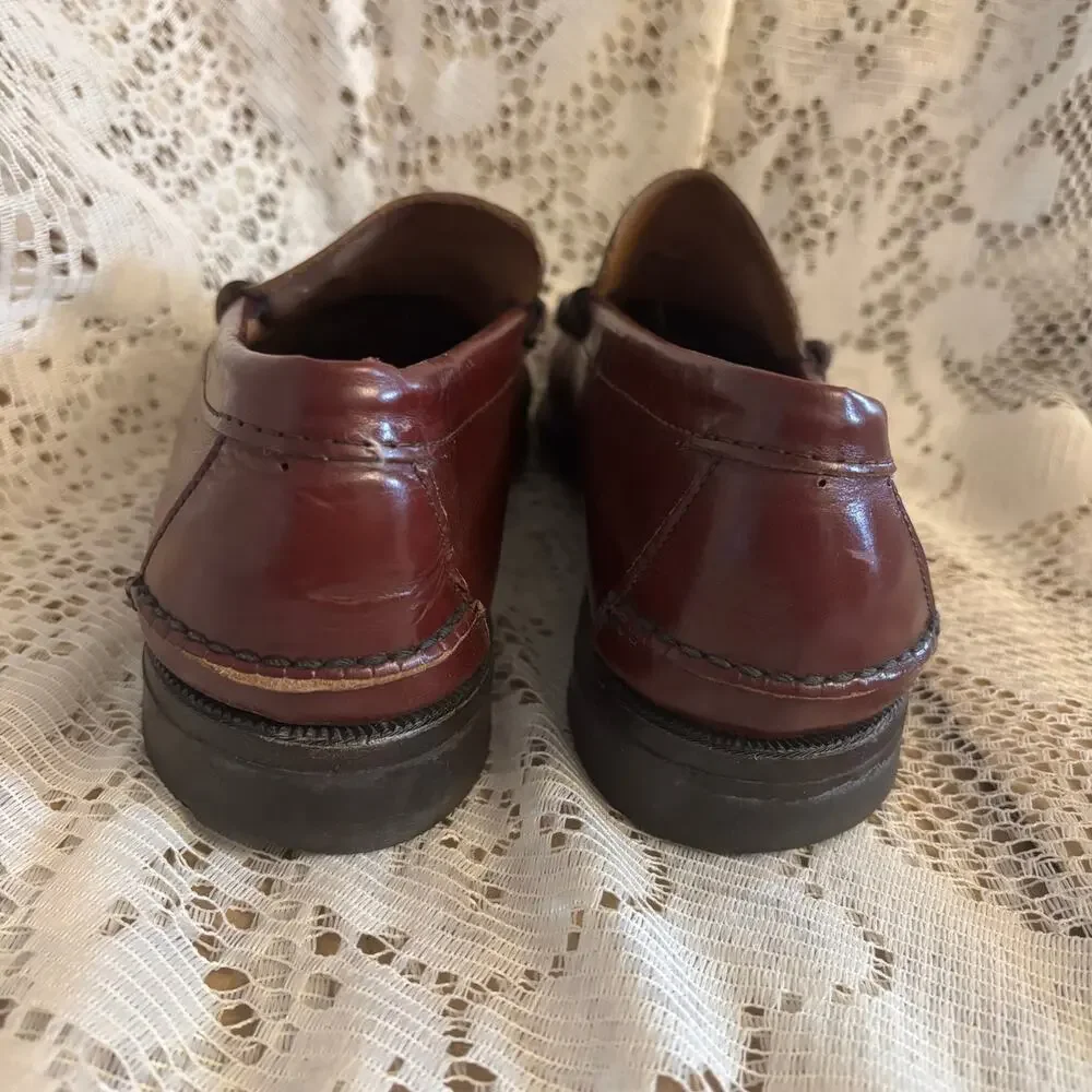 Sebago Men's US 8 Burgundy Leather Penny Loafers Shoes